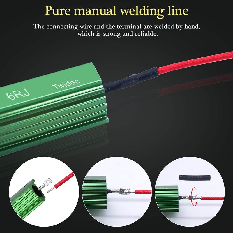 Twidec/8Pcs 50W 6Ohm LED Load Resistors For Fix LED Hyper Flash Turn Signal Light Bulb Fast Blink Error Code RX24-50W6-8X - Image 5